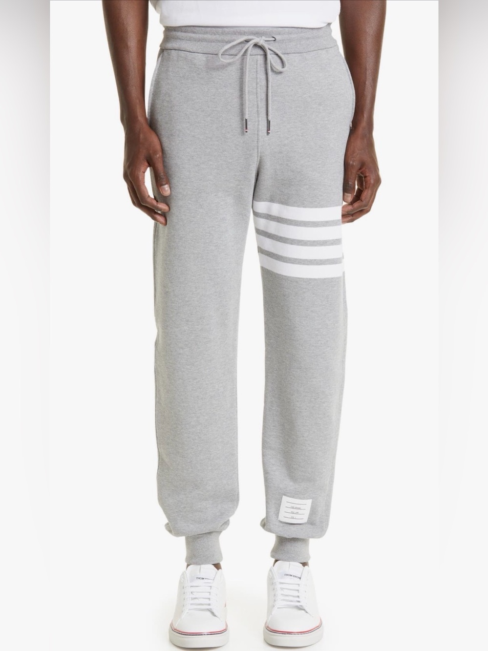 Thom Browne Men’s Light Grey Stripe Jogger Pants Size 3